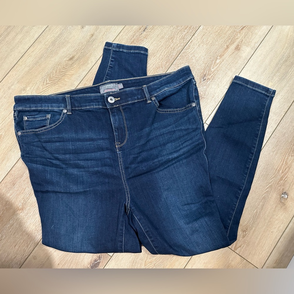 Torrid Blue Skinny Jeans with Stretch and Tapered Legs